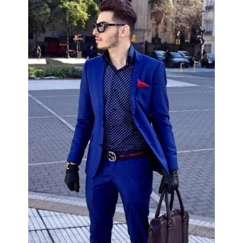 Custom Royal Blue Blazer Men Suits Slim Fit Business Suits Tailored Tuxedo Groomsman Wedding Suits Terno Masculino 2 Pieces