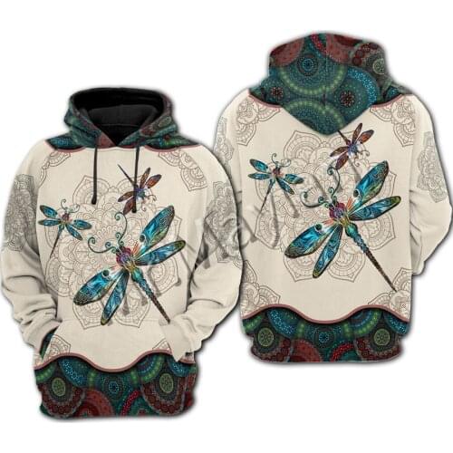 3D Print Fashion Animal Mandala And Dragonfly Men/Women Tracksuit Hipster Leisure Hoodie Zipper Sweatshirt Jacket Harajuku S-386