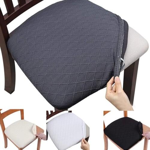 Soft Removable Dining Chair Seat Cover Jacquard Stretch Chair Seat Cushion Slipcover for Dining Room Kitchen Chairs Protector