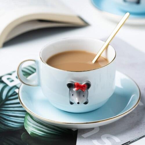Tea cup set lovers water cup creative exquisite cute cartoon cup afternoon European style home coffee cup ceramics tea cup