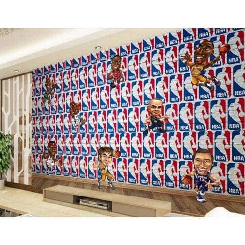 Custom 3D large murals,Basketball stars cartoon icon papel de parede,bar living room sofa TV wall children bedroom wallpaper