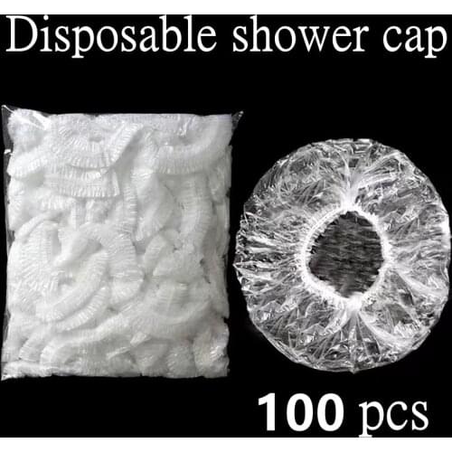 100 pieces of disposable disposable hotel household shower bath hygienic transparent hair elastic cap hat