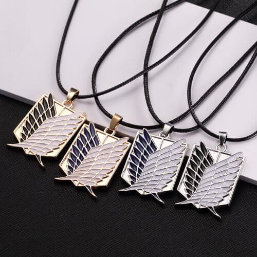 Anime Attack On Titan Cosplay eren Pendant Necklace Shingeki No Kyojin manga freedom Wings of Liberty Pendant Neck Chain Jewelry