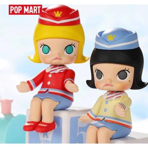 POPMART Molly Happy train party series Blind Box Doll Binary Action Figure Birthday Gift Kid Toy