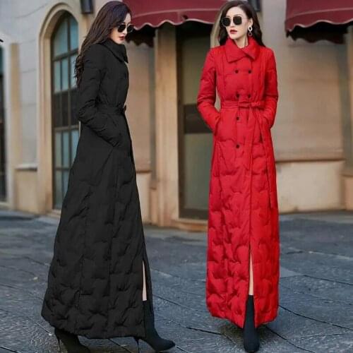 2021 Winter New Down Cotton Jacket Women Mid-length Thick Slim Slimming Super Long Over-The-Knee Coat Female Casaco Feminino 5XL