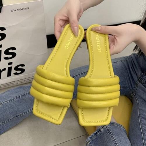 Fashion Casual Weave PU Leather Womens Slippers Summer Outdoor Shoes for Woman White Slides 2021 Female Slippers Flip Flops