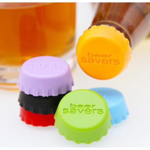 6Pcs Silicone Beer Bottle Cap Reuse Practical Colorful Leak Free For Wine Beer Beverage Bottle Novelty Sealer Stopper Cover