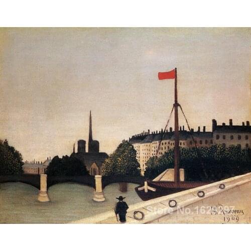Modern painting on canvas Notre Dame View of the Ile Saint Louis from the Quai Henri IV Henri Rousseau High quality Hand painted