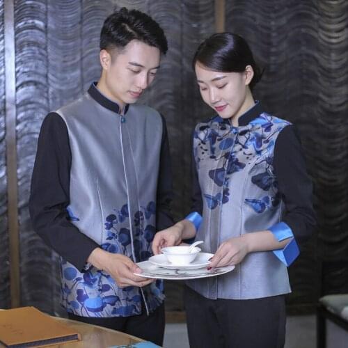 Hotel Waiter Unfirom for Women Cafe Kitchen Work Wear Western Restaurant Waitress Uniform Men Hotel Fast Food Staff Overalls 90