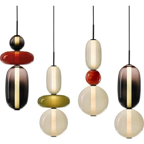 Unique Glass Ball Led Pendant Lamp Nordic Bedside Bar Cafe Hanging Lights Candy Cartoon Home Decor Lighting Fixtures