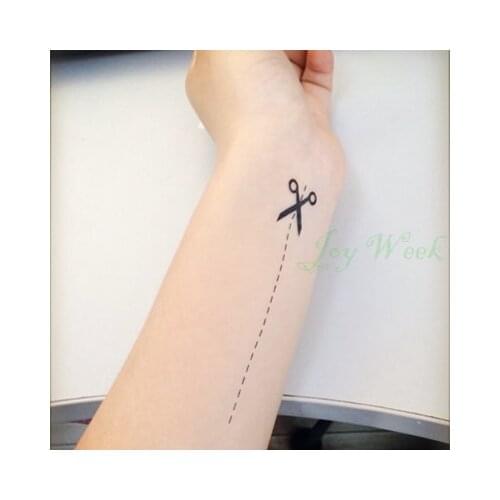 Waterproof Temporary Tattoo Sticker scissors shears dotted line small tatto stickers flash tatoo fake tattoos for girl women