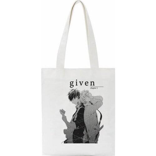 Yaoi Bl Given Yaoi Given Anime Manga Music Printing Harajuku Casual Female Shoulder Canvas Bag Reusable Ladies Shopping Bags