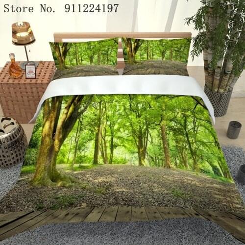 Green Grove Duvet Cover Single Double Microfiber Twin/Full Queen/King Bedroom Comforter Sets Three-Piece Set Quilt Cover Sheet