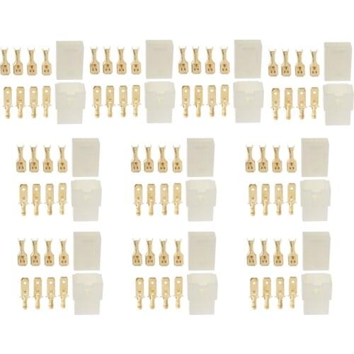 10 Pieces 4 Pin 6.3mm Crimp Terminal Cable Locking Male Female Connector Kit