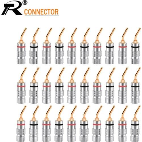 100PCS 2mm Banana Plug Gold Plated Speaker Cable Pin Angel Wire Screws Lock Connector For Musical HiFi Audio PIN Plug