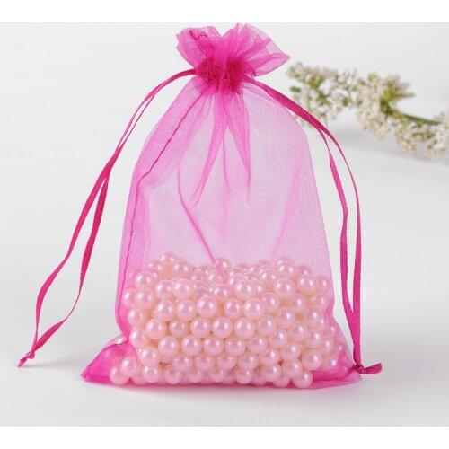 17x23cm Rose Red Organza Jewelry Bags Christmas /Wedding Drawable Organza Gift Packaging Bags&Pouches Wholesale 100pcs/lot