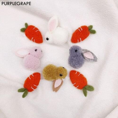 Wool DIY jewelry making pendant materials Childrens accessories sweater shoes bag Keychain girl cute Bunny carrot 2pcs