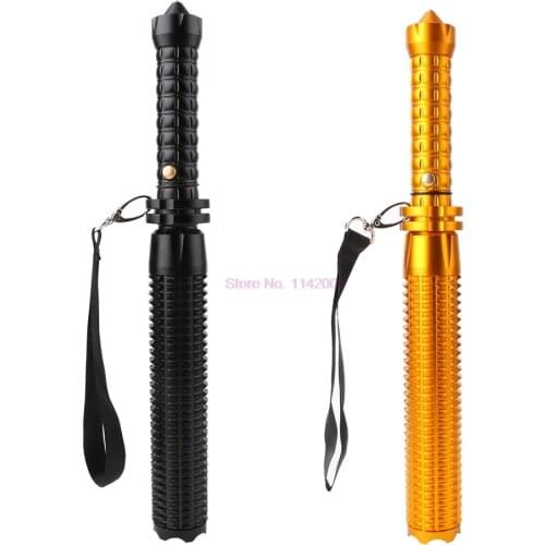 20pcs Rechargeable Black/Gold XPE 3 Modes LED Spiked Mace Baseball Bat Long Flashlight Self-defense LED Flashlight Lanternas