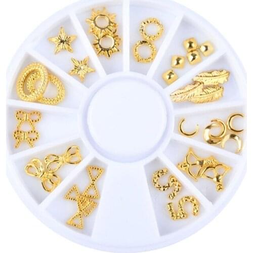 2021 New 3D Gold Silver Nail Charms Metal Rivets Studs Rhinestones Nail Jewelry DIY Nail