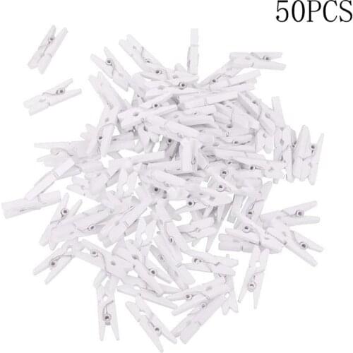 50PCS Mini Wooden Clothes Pegs Natural Wooden Clothes Photo Paper Peg Pin Clothespin Clips School Office Decoration Clips Pegs