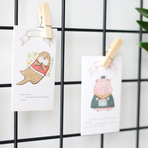 Multi-use 5.2*8cm 54pcs Mini Card cute animal words print Scrapbooking party invitation DIY Decor gift party card