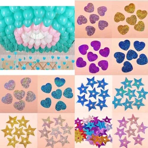 Balloon Accessories Decor Wedding Supply Ribbon Rain Pendants Marriage Room Laser Pendant Star Card Heart Sequins 100 Pcs