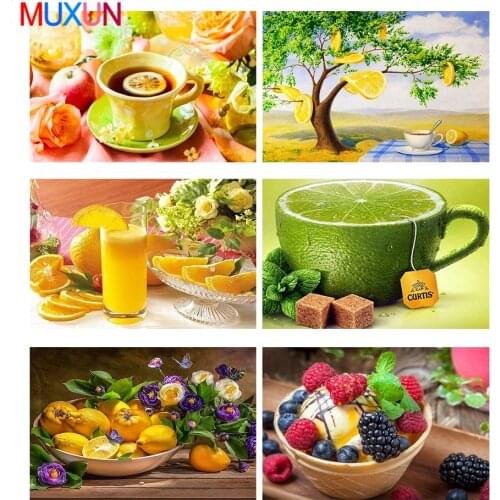 Muxun Diy Diamond Painting Lemon Diamond Mosaic Fruit Cross Stitch Rhinestone Image Diamond Embroidery Kitchen Decoration Ep009