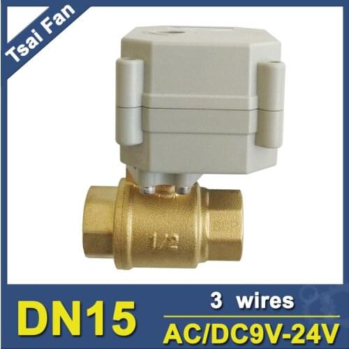 Automated Ball Valve TF15-B2-C BSP/NPT 1/2'' (DN15) Motorized Ball Valve 2 Way AC/DC9V-24V 3/7 Control Wires CE Approved