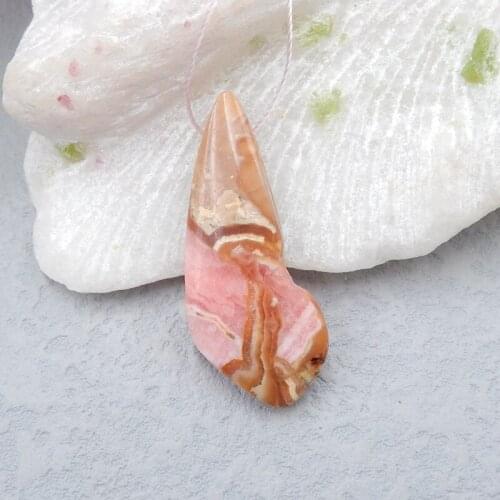 Natural Stone Argentina Rhodochrosite Drilled Gemstone Pendant Bead, 43x18x6mm 10.2g
