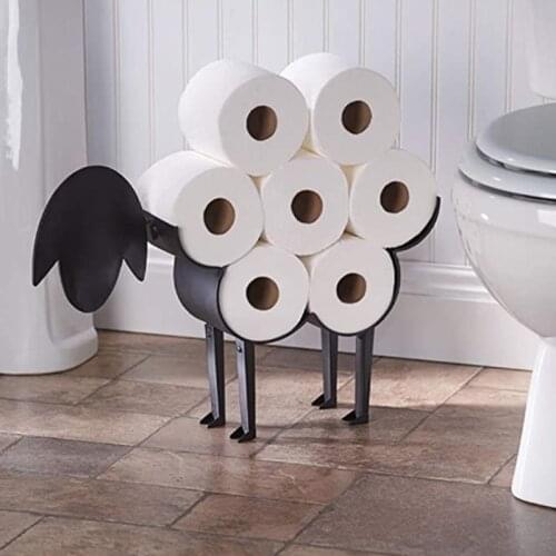 Sheep Decorative Toilet Paper Holder - Free-Standing Bathroom Tissue Storage Toilet Roll Holder Paper Bathroom Iron Storage