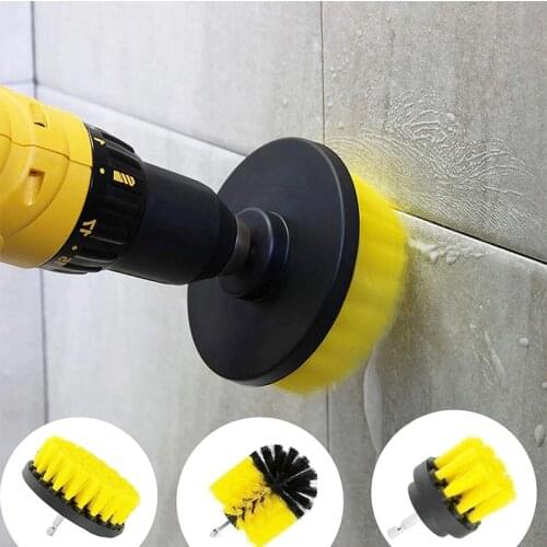 Electric Scrubber Brush Drill Brush Cleaning Brushes Kit Plastic Household Cleaning Tools for Bathroom Carpet Glass Car Tires