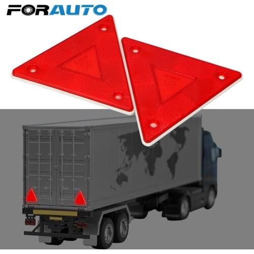 FORAUTO 2 Pieces Stop Warning Sign Reflective Sign Board Triangle Warning Reflector Red Safety Truck Plate Rear Light