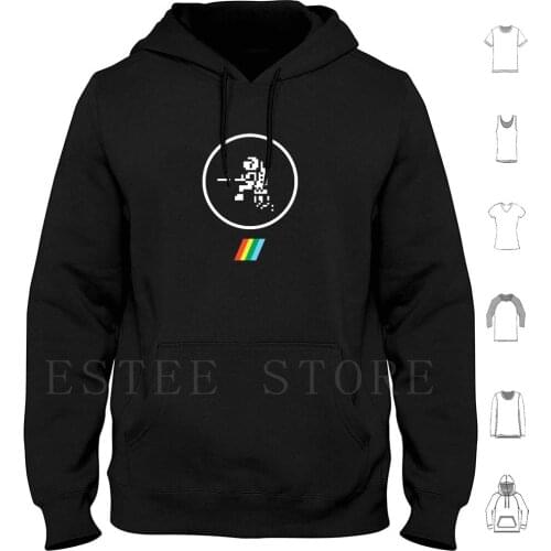 Jet Pac Hoodie Long Sleeve Dvg Dizionario Dei Videogiochi Jet Pac Spectrum Zx Zx Spectrum 80S Retro Retrogames Vintage Old