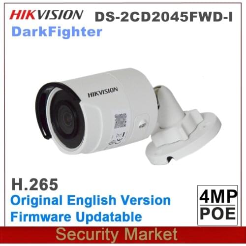 Original Hikvision English IP DS-2CD2045FWD-I 4MP POE Powered By DarkFighter Fixed Mini Bullet Network Camera