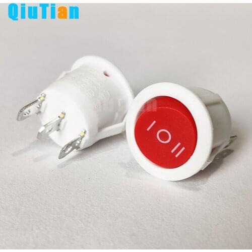KCD1 Round white 3 Pin SPST 3 Position ON-OFF-ON Rocker Boat Switch 6A 220V 10A 125V mini button ship switches