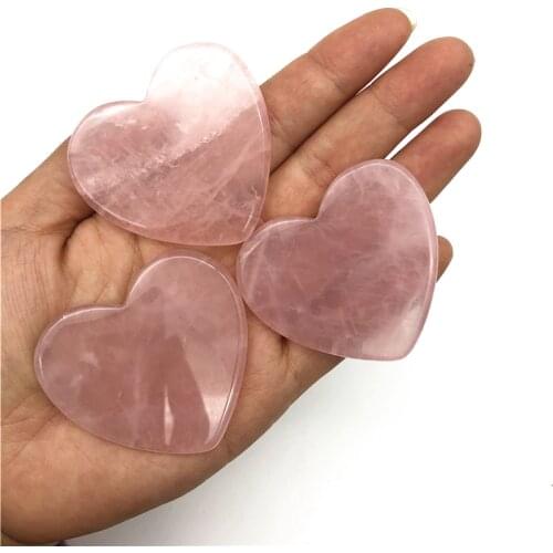 Beautiful 1PC Natural Rose Crystal Heart-shaped Pink Quartz Gemstone Crystals Love Palm Healing Gift Natural Quartz Crystals