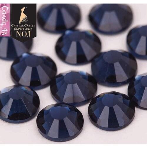 Small size grade 4A glass flatback rhinestone Montana Dk Blue non hot fix crystal none glue no hotfix strass rhinestone for nail