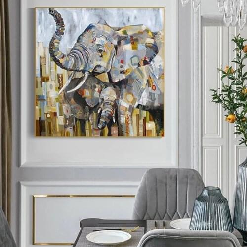 Maternal Love Elephant Canvas painting Modern Abstract Animal Wall Art Picture Canvas Poster Prints Home Decor Cuadros