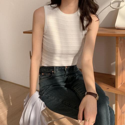 2021 New Tank Tops y2k Female Summer Fashion Striped Women Hight Quality Knitted Tops Fashion sleveless t-shirt vest