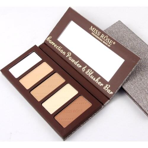 Miss Rose face makeup contour pressed powder palette 5 colors blush bronzer matte compact powder bar MS047