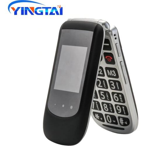 New YINGTAI T09 GSM Dual Screen flip senior telephone for Elder SOS feature Clamshell CellPhone Big Push-Button Mobile Phone FM
