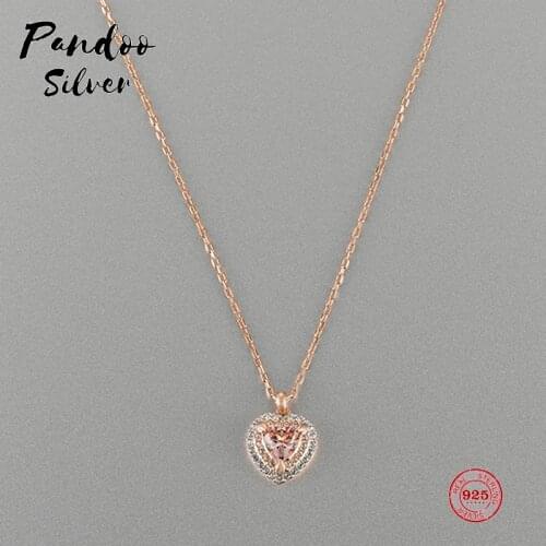PANDOO Fashion Charm Sterling Silver Original 1:1 Copy, Romantic Sweet Love Wild Necklace Female Luxury Jewelry Gifts