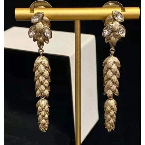 Fashion Jewelry Gold Crystal Tassel Design Tassel Pearls Earrings Top Quality Fashion Party Women Jewelry