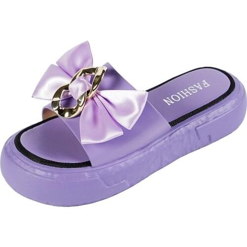 Fashion Women Platform Slippers Round Open Toe House Shoes Woman 2021 New Mid Heel White Summer Slipper Female Casual Home Shoe