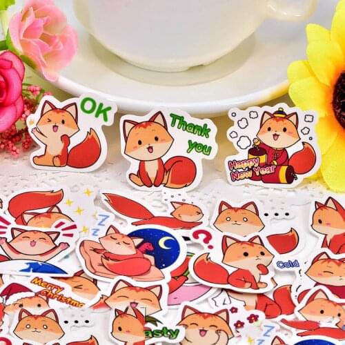 40pcs kawaii Cute fox stickers Decoration Adhesive Stickers for the diary Stickers Diary notebook Scrapbook Stationery Stickers