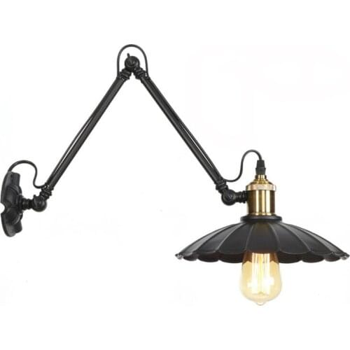 Retro Industrial Style Arm Reading Wall Lamp Bedside Lamp, Study Lamp LED E27 Lamp Cap Iron Lamp