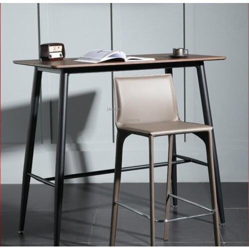Nordic Bar Stool Chair Modern Minimalist Home Leather Back High Stool Coffee Bar Creative Leisure Bar Stool