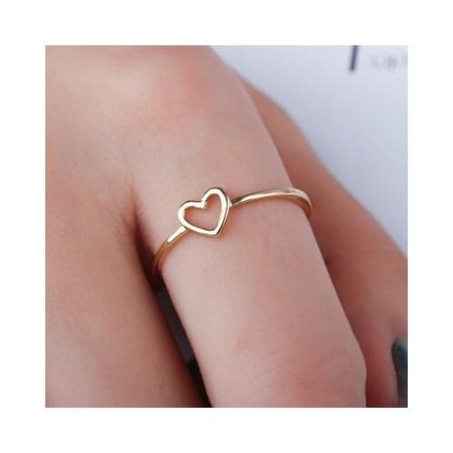 New fashion Simple hollow love heart heart ring For Women girl Accessories jewelry wholesale