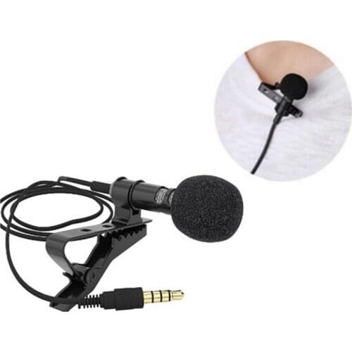 1.5m Mini Portable Stereo HiFi Sound Quality Condenser Microphone Clip-on Lapel Lavalier Mic Wired Professional For Phone Laptop