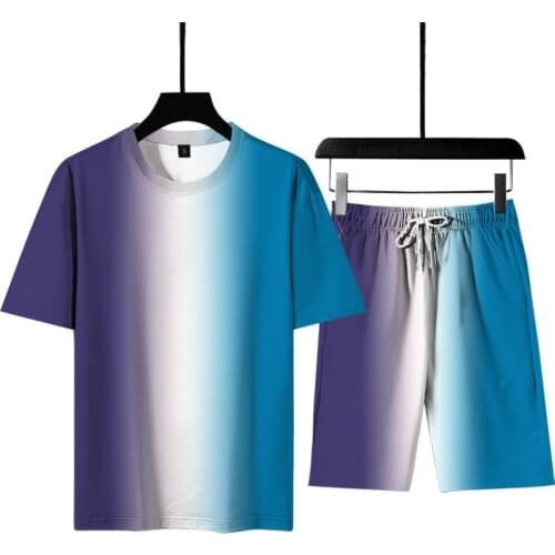 Casual Tracksuit Colorful Short-sleeve T-shirt And Short Suit 3D Print Men Sportsuit Oversized 6XL Solid Streetwear Two Piece